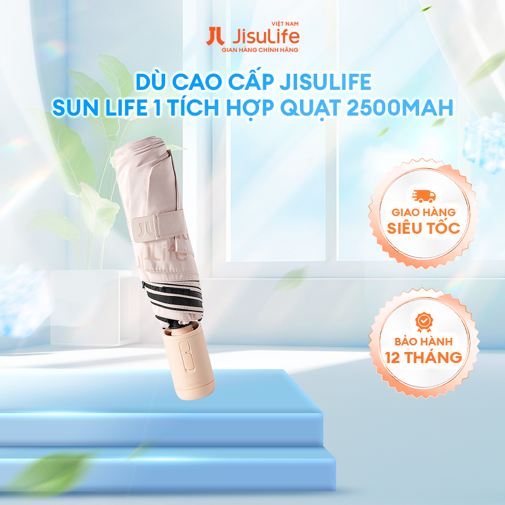 Dù Cao Cấp JISULIFE Sun Life1 Tích Hợp Quạt 2500mAh - Chống Tia Cực Tím | Hàng Chính Hãng