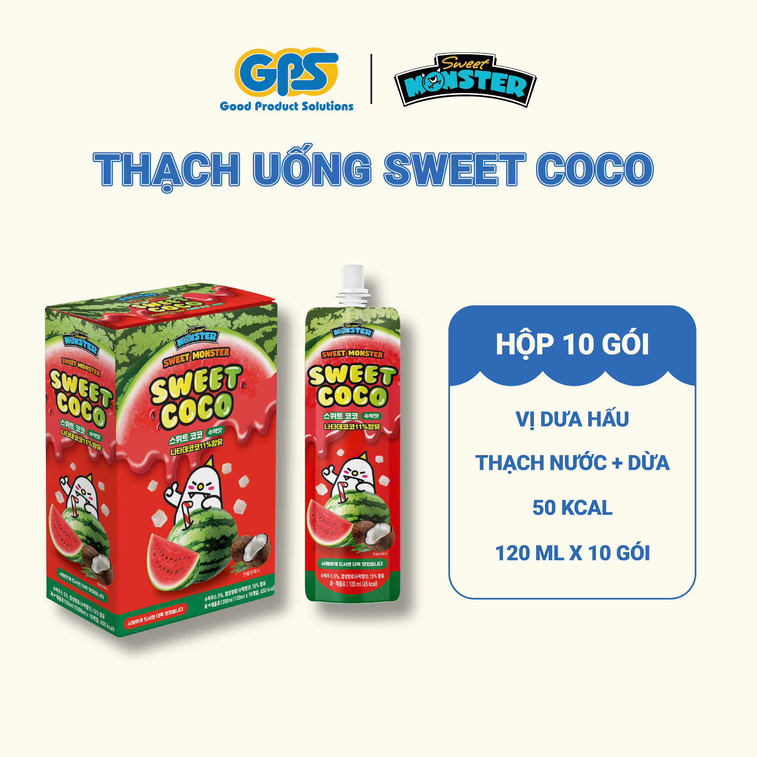 THẠCH UỐNG HƯƠNG DƯA HẤU CÓ THẠCH DỪA SWEET COCO WATER MELON 120ml