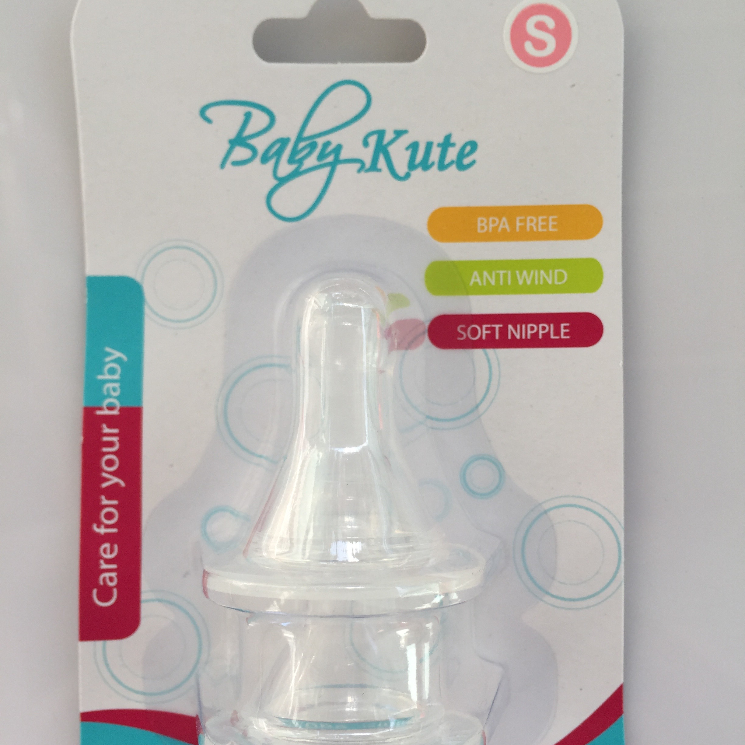 Bộ 2 núm ty cổ hẹp bằng Silicone siêu mềm an toàn cho bé Baby Kute size S nhập khẩu từ Thái Lan