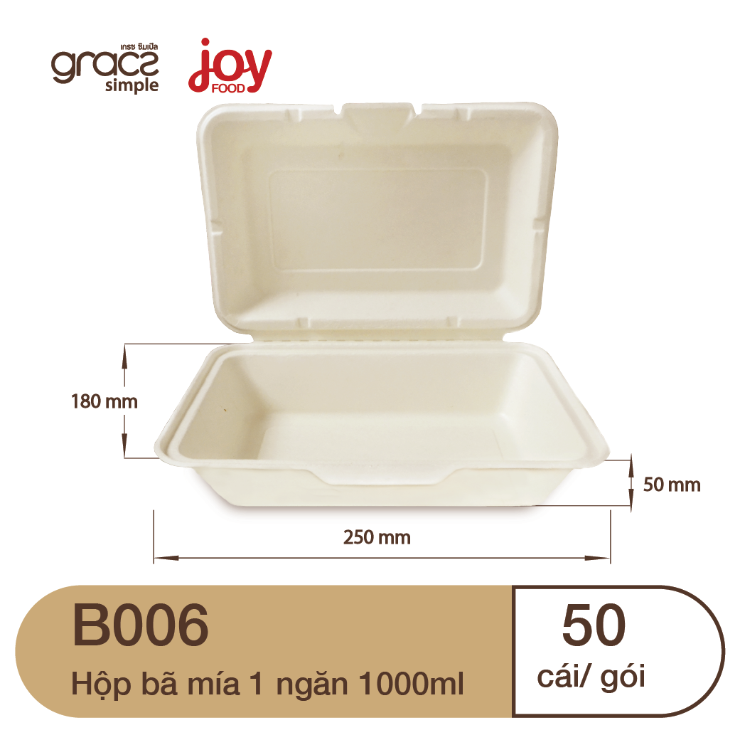 50 hộp bã mía Gracz Thái Lan 1 ngăn 1000ml