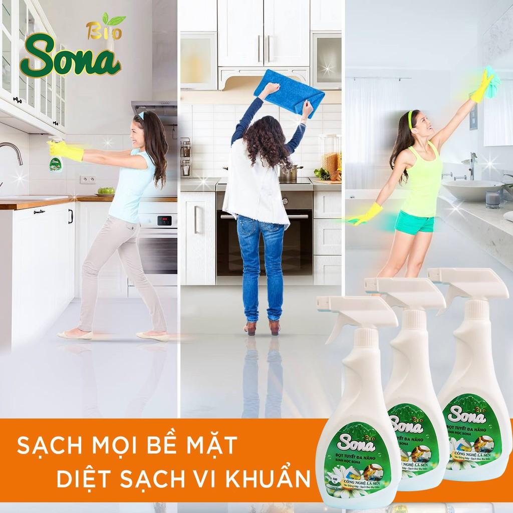 Xịt Đa Năng, Tẩy Rửa Vết Bẩn Nhà Bếp, Lau Kính Sạch Bong, Vệ Sinh Bề Mặt SoNa 500ml