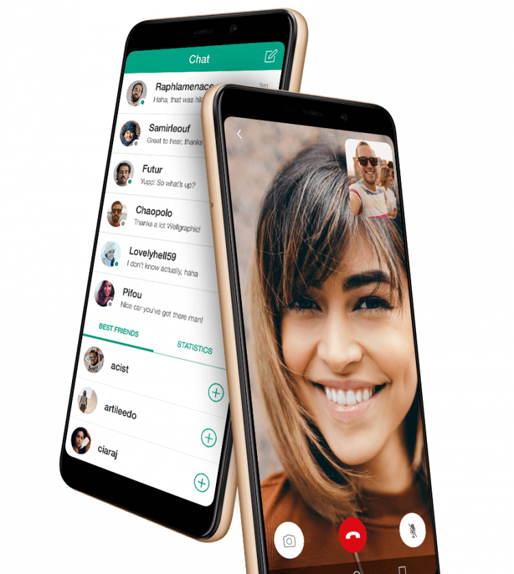 VIEW Go with sms app dispalyed on the screen - text + smileys