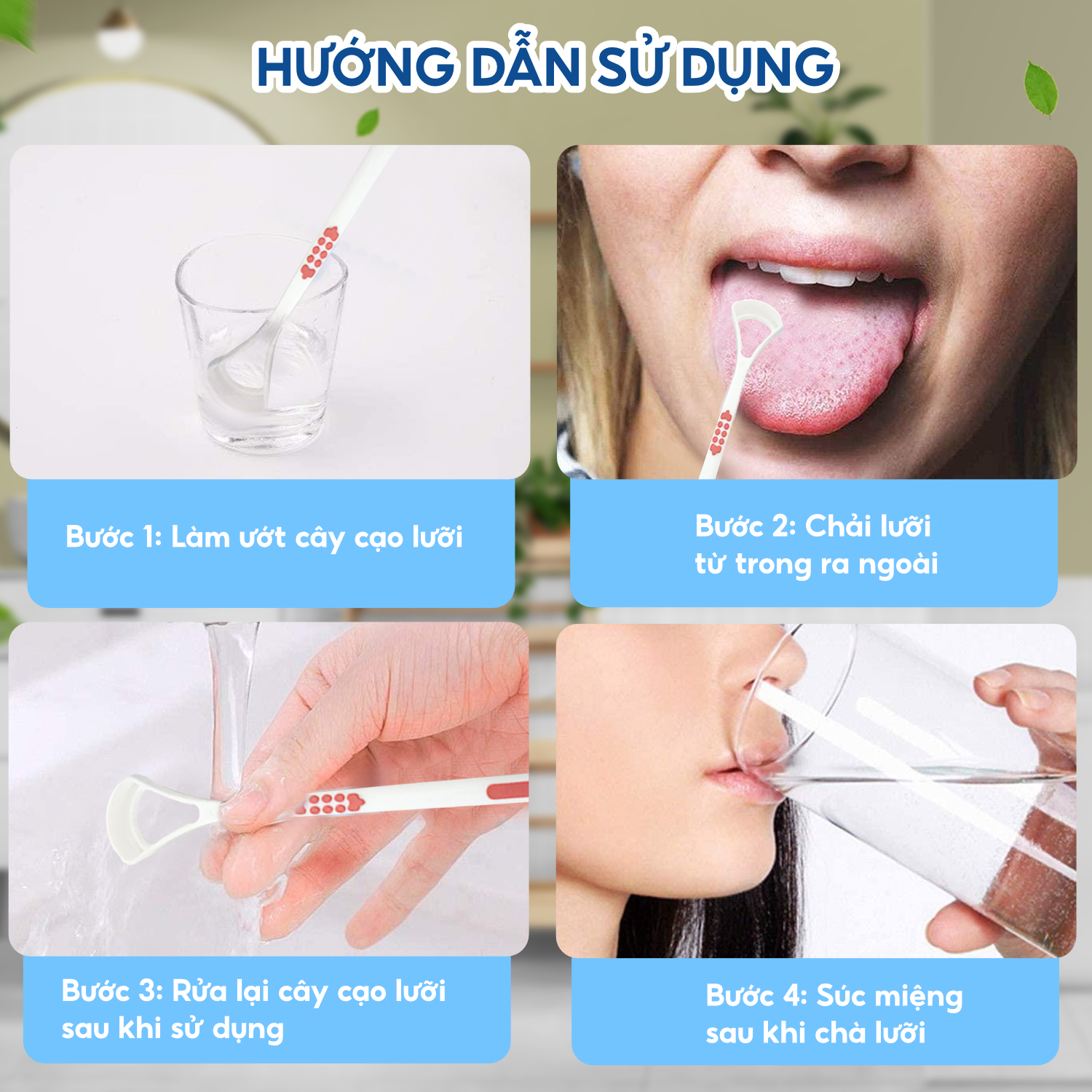 Dụng cụ cạo lưỡi Coral, nhựa PP an toàn cho sức khoẻ. Thiết kế 2 đầu cạo, tăng gấp đôi khả năng làm sạch