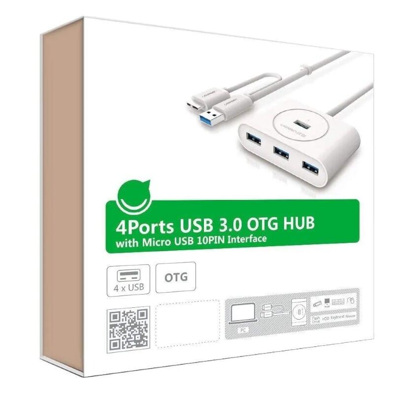 Ugreen UG20285CR113TK 50CM Màu Trắng Bộ chia Hub usb 3.0 ra 4 cổng 0.5M usb 3.0 hỗ trợ chức năng OTG - HÀNG CHÍNH HÃNG