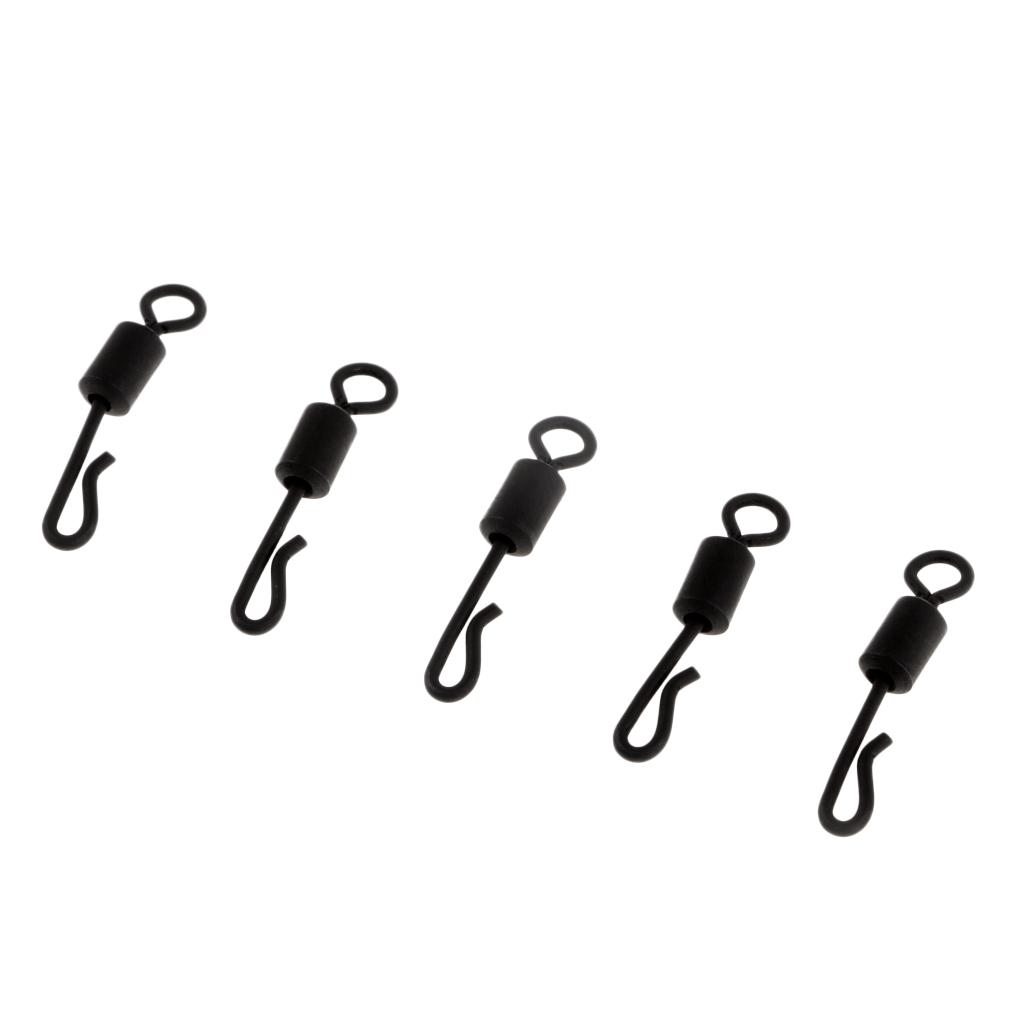 25pcs Long Body Q-Shaped Matte Black Quick Change Swivels for Carp Fishing