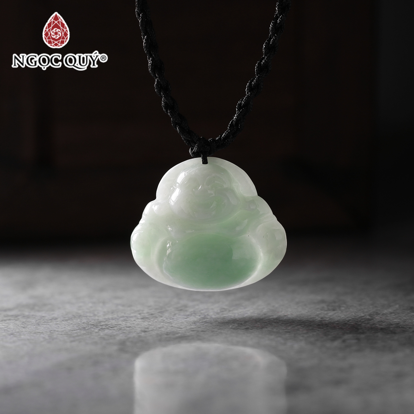 Mặt dây chuyền phật Di lặc đá cẩm thạch xanh lý mệnh hỏa, mộc - Ngọc Quý Gemstones