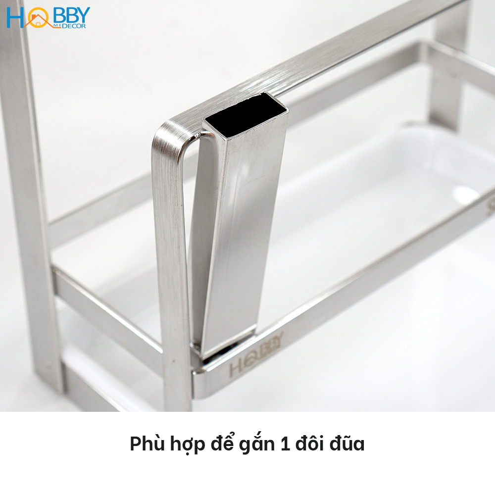 Kệ để nắp vung nồi, đũa muỗng lúc nấu Hobby Home Decor TT09 Inox 304 kèm khay nhựa không rỉ sét