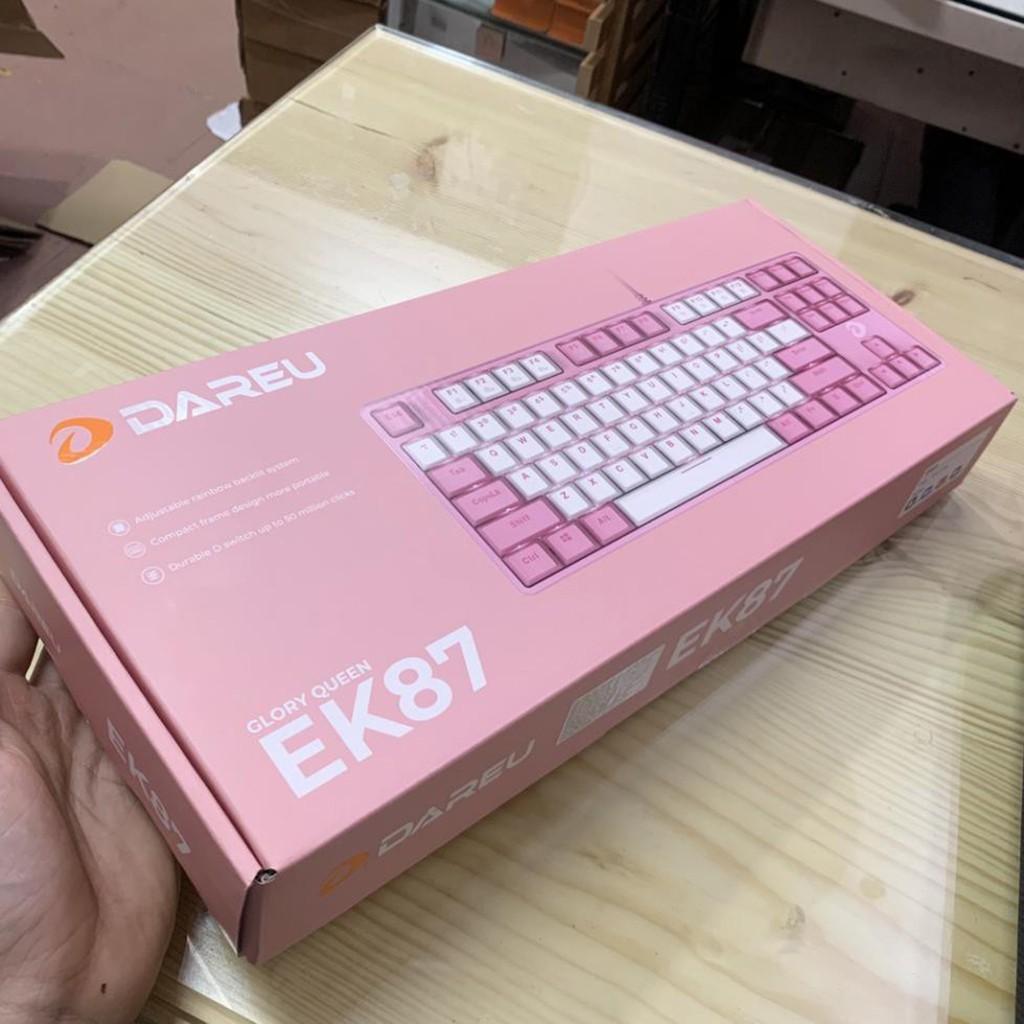 Bàn phím cơ Gaming DareU EK87 Pink White - Hàng Chính Hãng