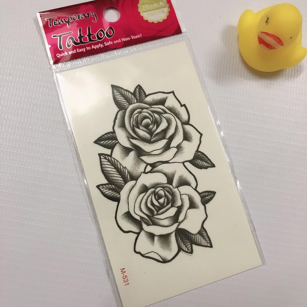 Hình xăm dán hoa hồng đen 531 10x6cm- mua 5 tặng 1 mini tattoo