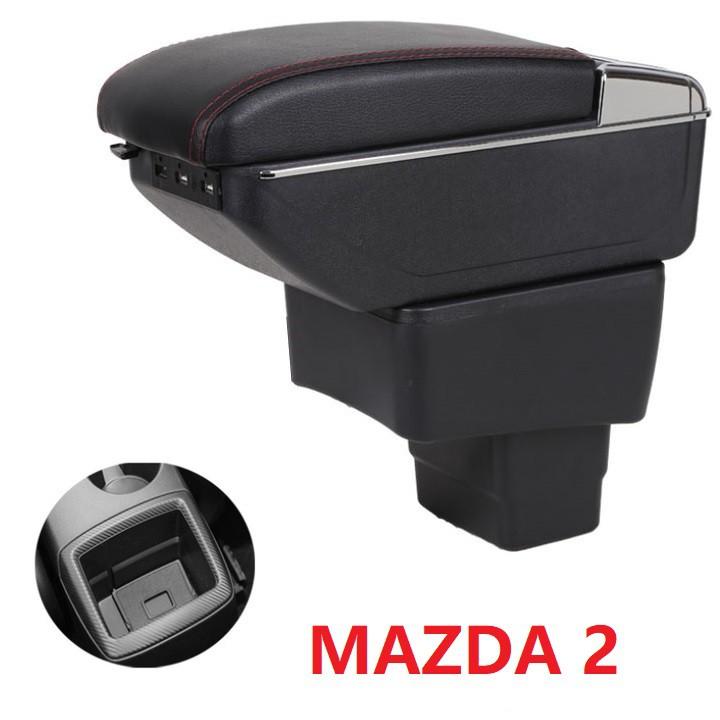 Hộp tỳ tay ô tô Mazda 2 tích hợp 7 cổng USB DUSB-MZDA - 2 màu: Đen và Be