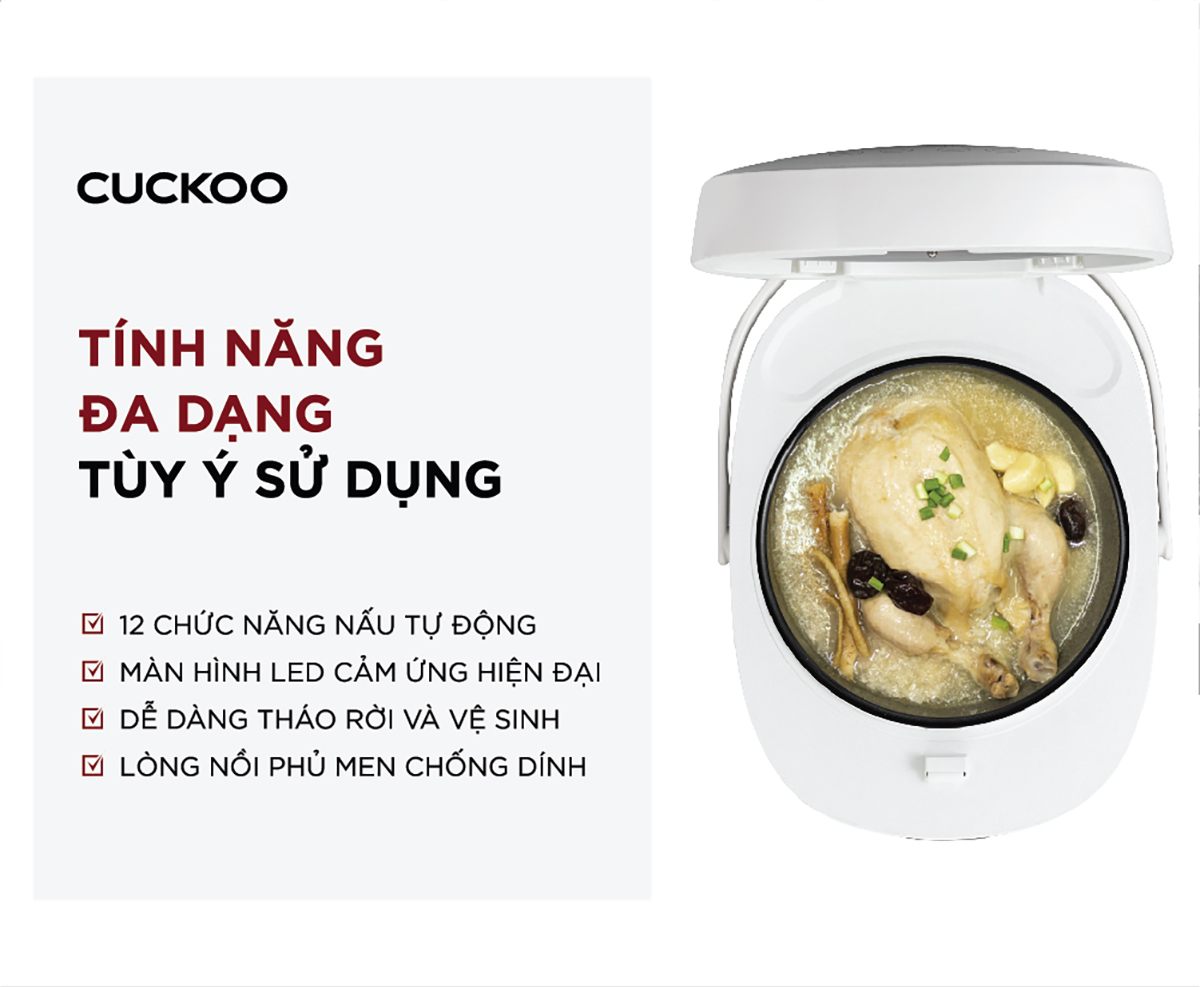 Nồi cơm điện tử Cuckoo 1.08L CR-0690F nhiều chế độ nấu, lòng nồi chống dính, thiết kế sang trọng - Hàng chính hãng