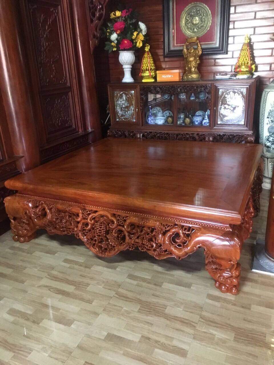 sập ngồi gỗ hương đá 180x220cm