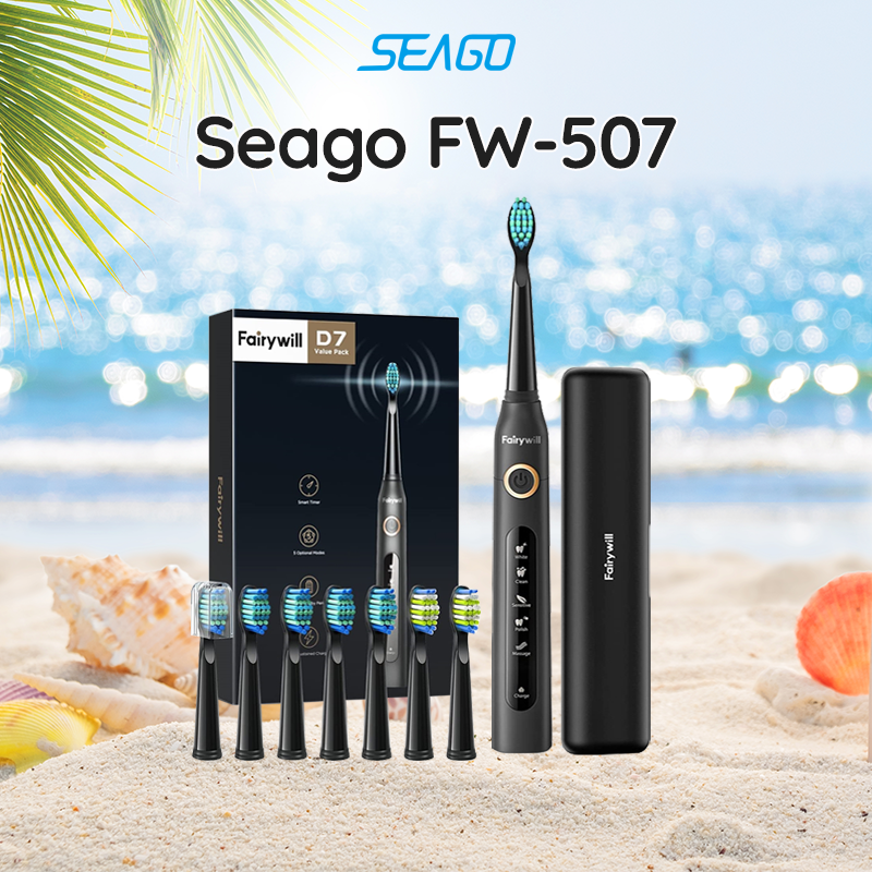 Bàn chải đánh răng điện Fairywill 507 kèm 8 đầu thay thế - Hàng chính hãng