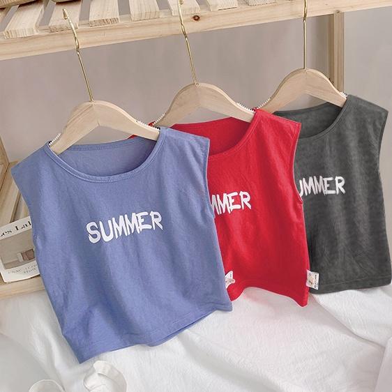 Áo thun ba lỗ sát nách bé trai 1 2 3 4 5 6 7 tuổi cotton mềm mại co giãn thêu summer Quần áo trẻ em mùa hè AO22008