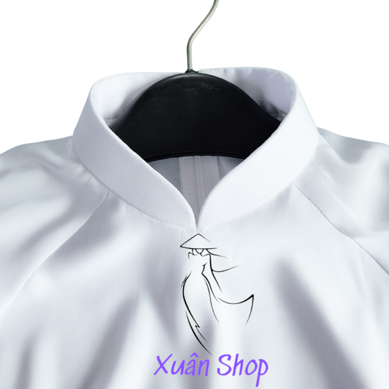 Áo dài trắng học sinh cổ truyền thống 2 tà lụa nhật/ áo dài nữ sinh