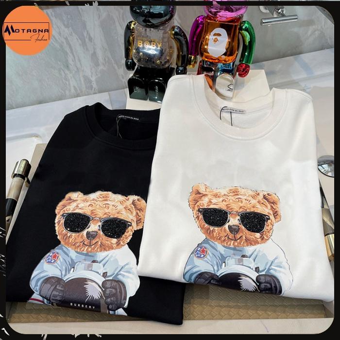Áo thu đông nam dáng ôm, Áo sweater cao cấp chất đẹp in Gấu Đeo Kính mã NZ655