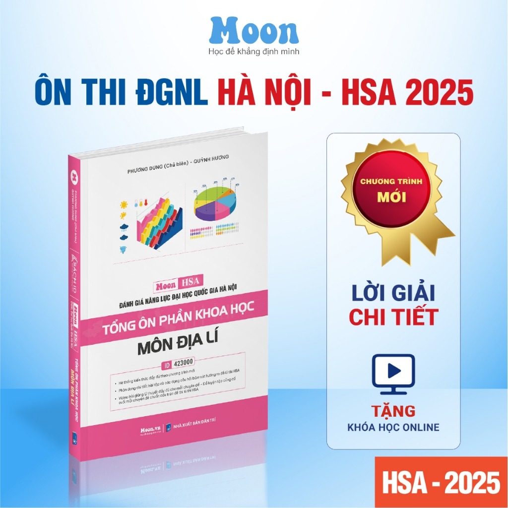 [HSA 2025] Sách ôn thi đánh giá năng lực Hà Nội - Tổng ôn phần toán học và xử lý số liệu Moonbook App 4.9 đánh giá 16