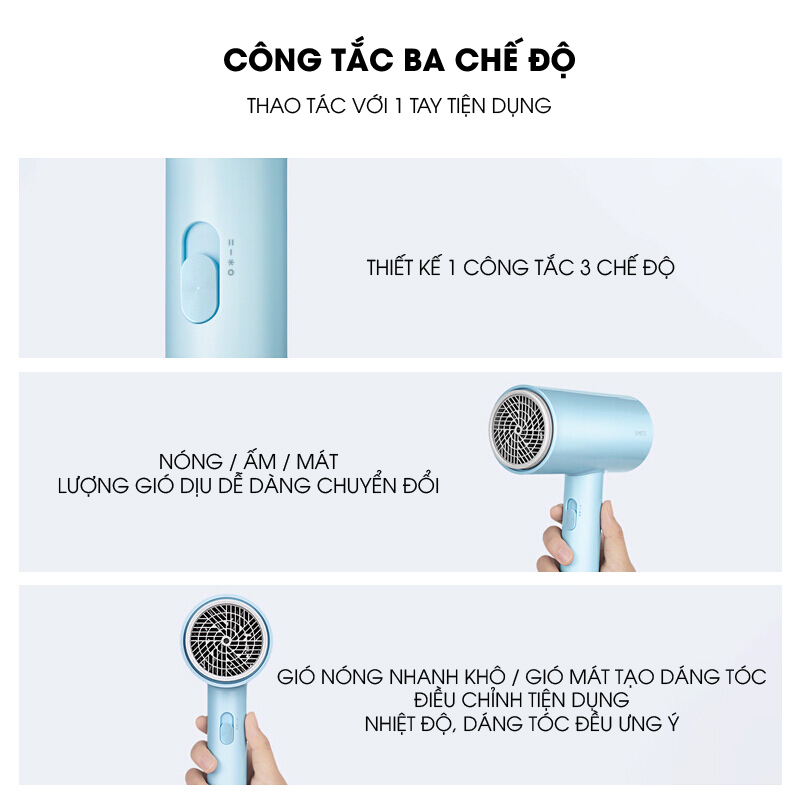 Máy Sấy Tóc Tạo Kiểu Smate SH-1802 - Công Suất 1800W 3 Chế Độ Nhiệt Sấy Nóng Lạnh Mau Khô &amp; Bảo Vệ Tóc Công Nghệ Ion Âm Giảm Xơ Rối