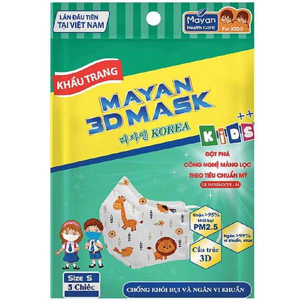 Khẩu Trang Kháng Khuẩn Mayan 3D Mask PM 2.5 Medi Loại 4 Lớp Gói 5 Cái Chống Bụi Vi Khuẩn Hiệu Quả
