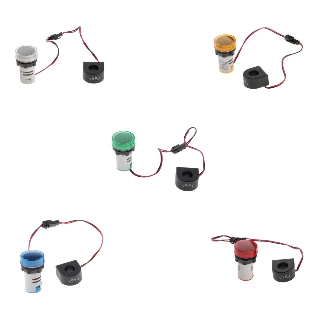 1pc Round LED Digital Ampermeter Signal Current Indicator Voltage Amp AC