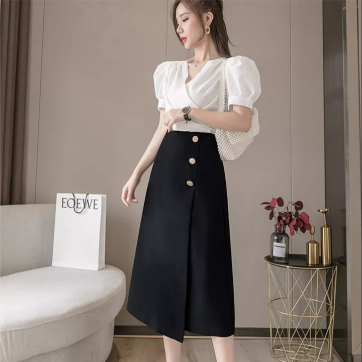 Chân Váy Nữ New Design Thiết kế Dáng Váy Đắp Tà Chéo ,Phom chữ A Trẻ Trung, Dài 63cm ,Thanh Lịch Công Sở ,,Chất Vải Tốt Co Giãn CV0083