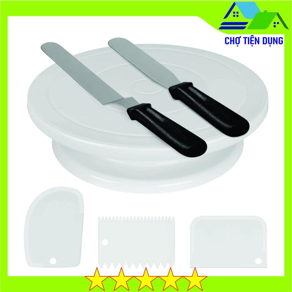 Combo Bàn Xoay Bánh Kem Bộ Dụng Cụ Làm Bánh Sinh Nhật 6 Chi Tiết Cho Gia Đình