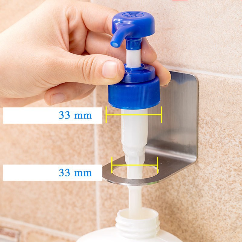 Bộ móc treo cổ chai nước rửa tay, dầu gội Inox SUS304 dán tường gạch men siêu chắc chắn