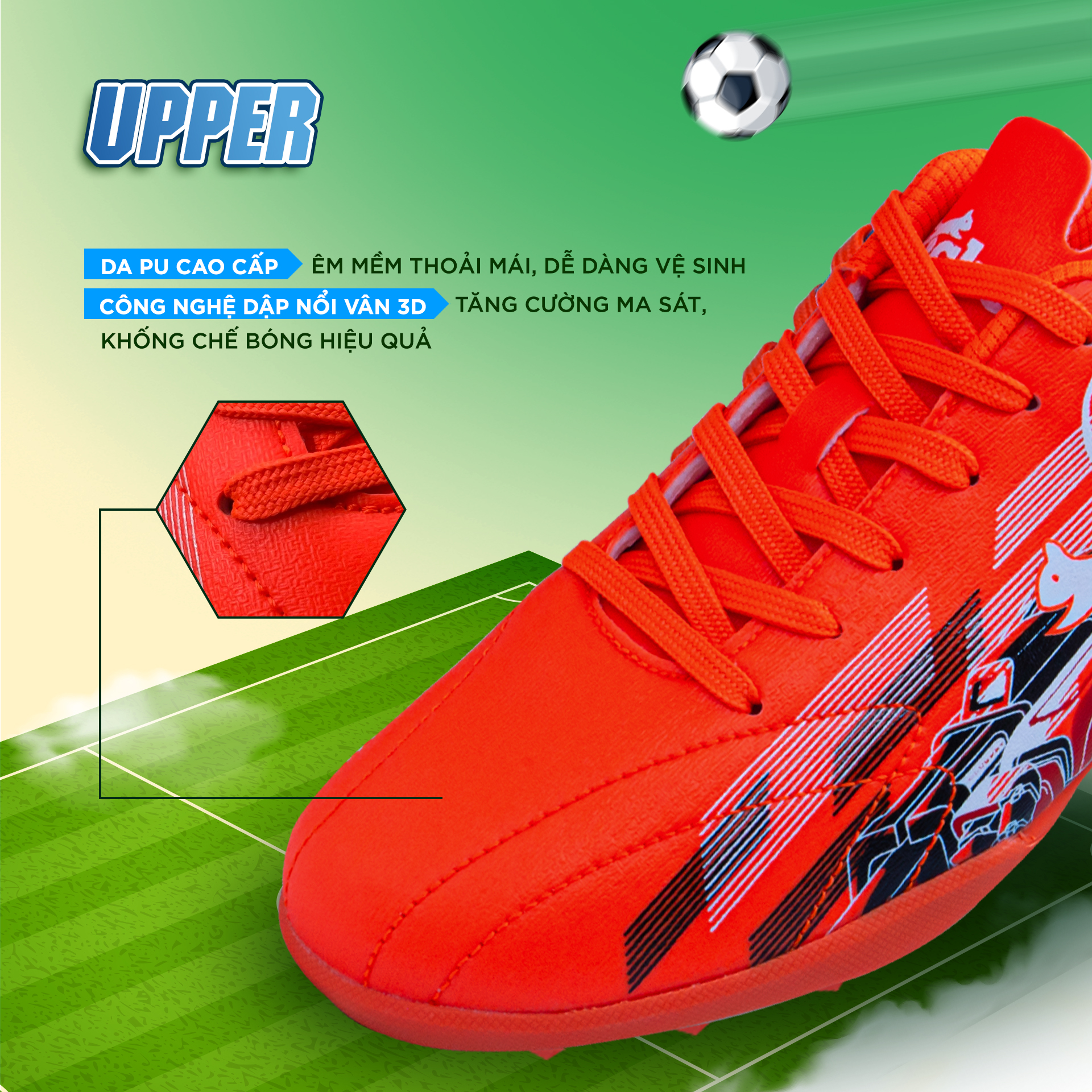 Giày đá bóng trẻ em Zocker Kiên Cường Orange/Black - Êm - Bền - Bảo Vệ Chân Tránh Chấn Thương Cho Bé Nhờ Công Nghệ Ma Sát Kép - Tặng Túi Chính Hãng