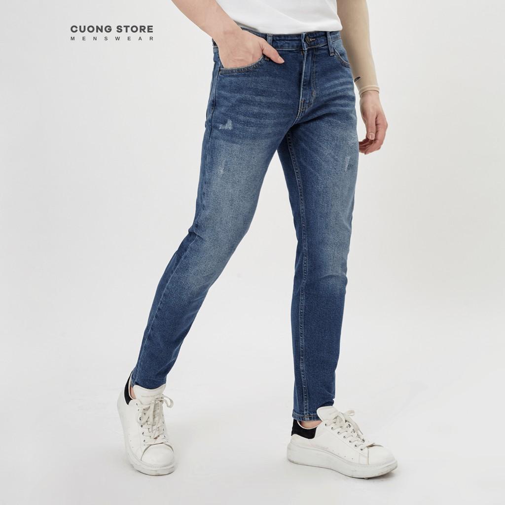 Quần jean dài nam cao cấp xanh denim MRC 0173 chất cotton cao cấp, form ôm vừa vặn, tôn dáng, trẻ trung - CUONG STORE