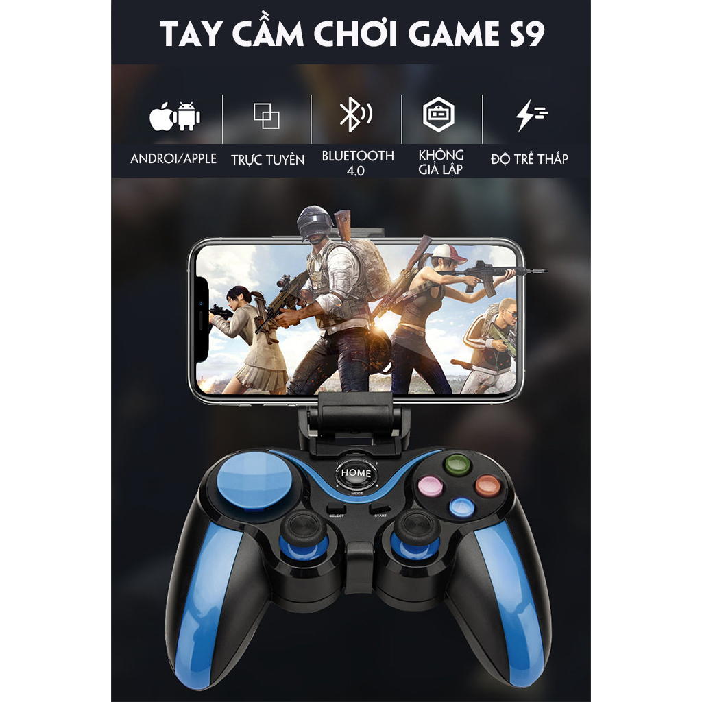 Tay Cầm Chơi Game ,Tay Cầm Chơi Game Bluetooth VINETTEAM S9 ,Tay Cầm Chơi Game PUBG ,RULES OF SURVIVAL...Kết Nối Chơi Game Không Cần APP Cho ANDROID, IOS Có Đế Giữ -4080 -Hàng Nhập Khẩu