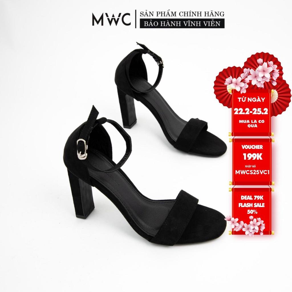 Giày Cao Gót thời trang MWC sandal cao gót quai ngang bít gót basic NUCG-4225