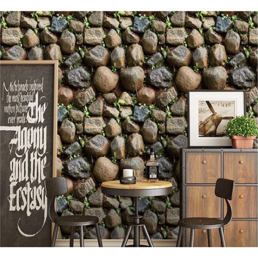 Giấy dán tường 3d sỏi đá tự nhiên Nhật Bản (45cm x 10mét)