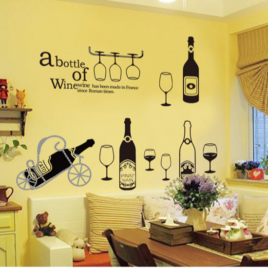 Decal dán tường (A bottle of wine) AmyShop DKN102 ( 70 x 150 cm)