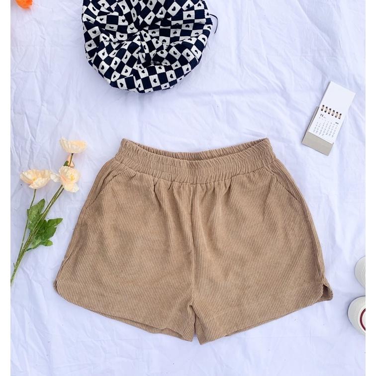 Quần short nhung tăm form rộng style cute phomai que