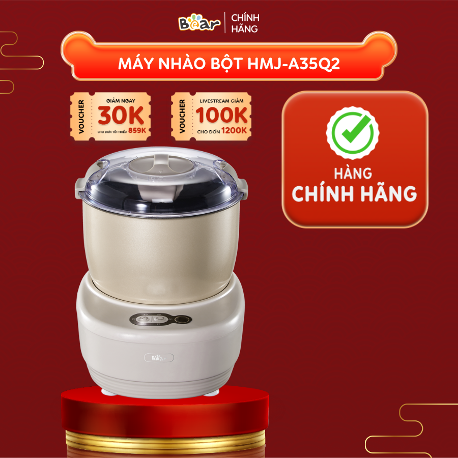 Máy Trộn Bột Đa Năng Bear 3,5L Ủ , Nhào Nhanh, Bản Cao Cấp Công Suất Lớn HMJ-A35Q2 - Hàng chính hãng