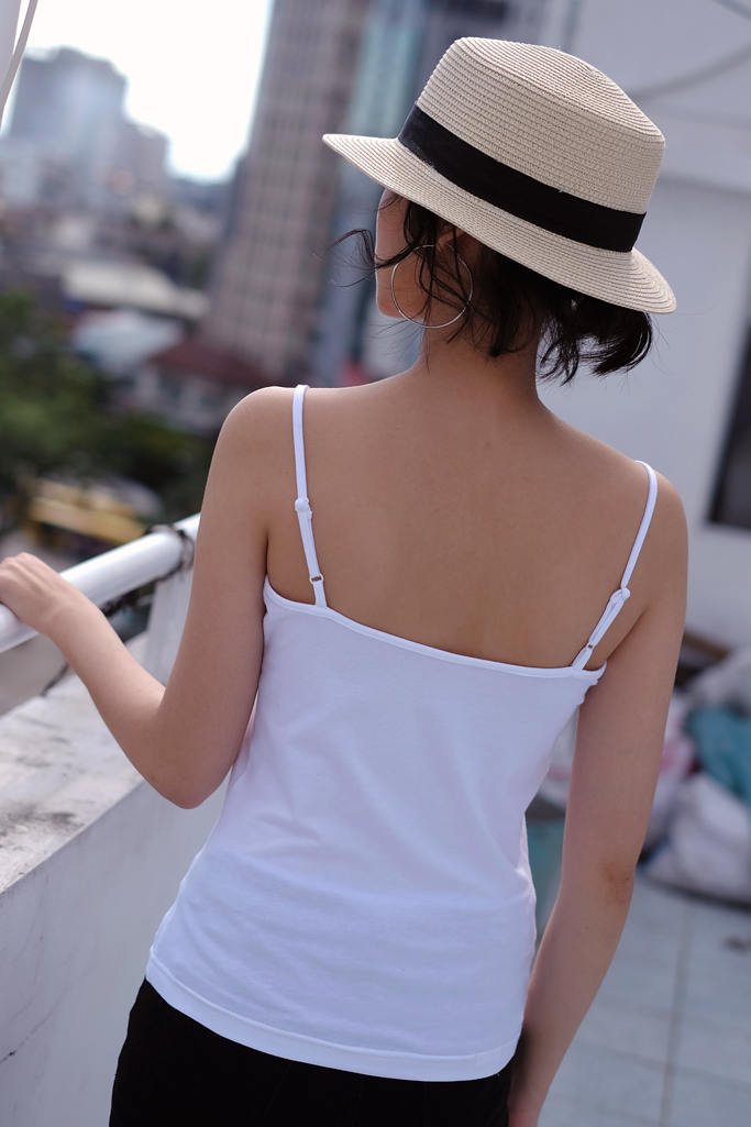 Áo hai dây thun cotton nữ Top Almería