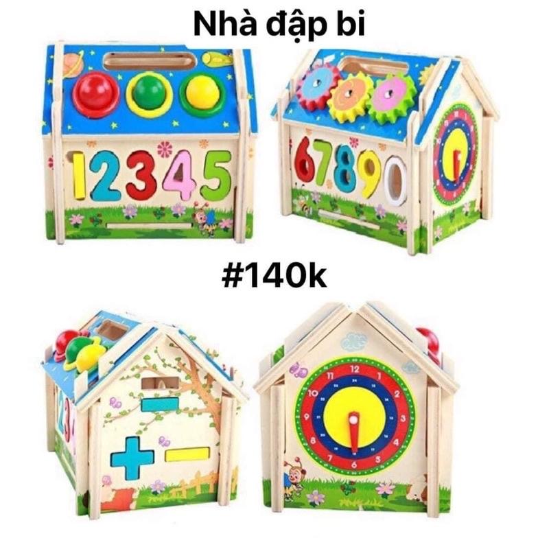 Đồ Chơi Nhà Thả Hình Số Kèm Đập Bóng Bằng Gỗ Cho Bé, Đồ Chơi Gỗ Phát Triển Trí Tuệ