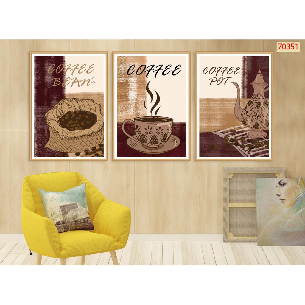 Tranh treo tường Quán cà phê 3D/gỗ MDF Hàn Quốc chống ẩm mốc, mối mọt CF