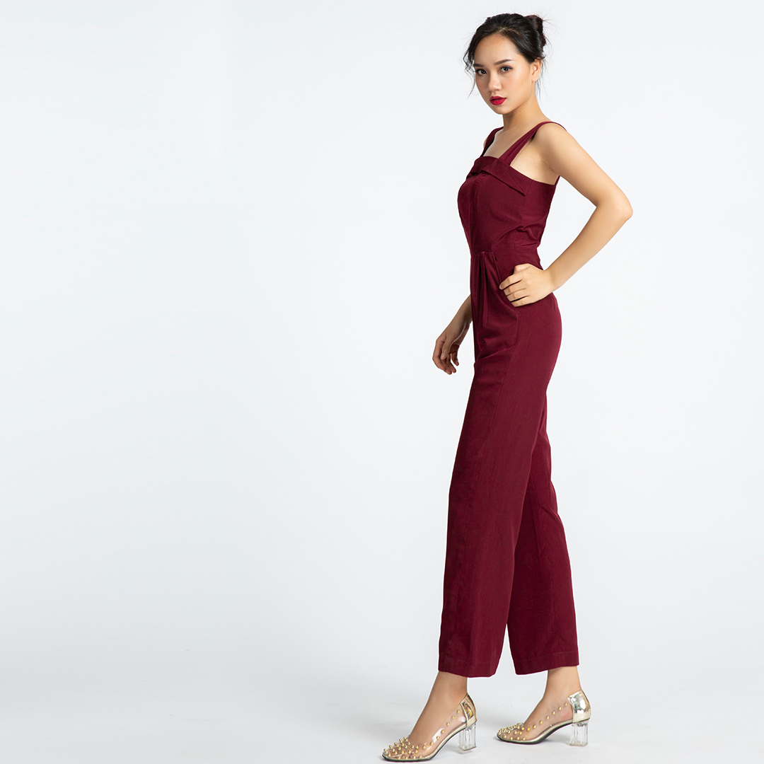 Jumpsuit Thời trang thiết kế Hity DRE096 Bộ Áo Liền Quần (Đỏ Auburn)