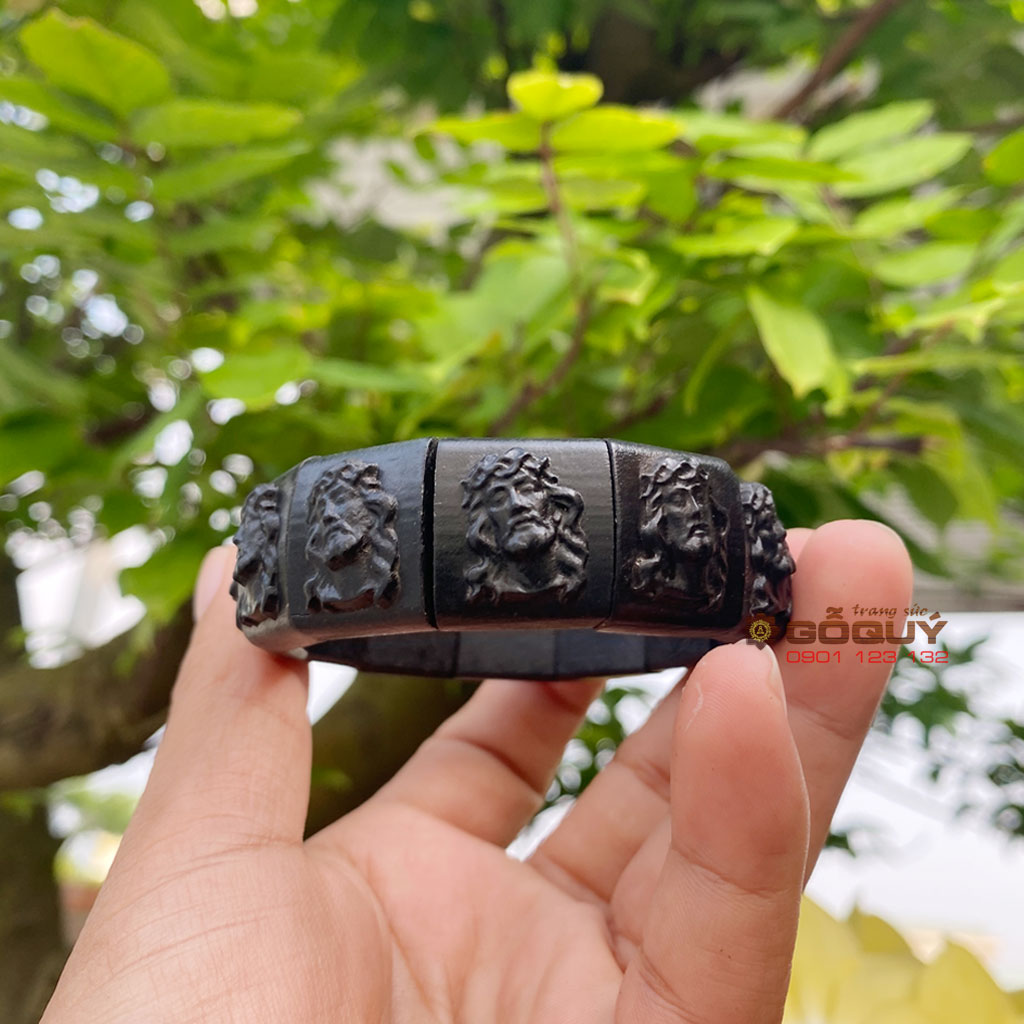 Vòng tay gỗ Công giáo hoạ tiết Thiên chúa