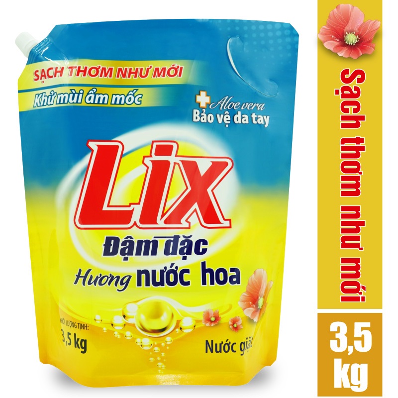 Túi Nước Giặt Lix Đậm Đặc Hương Nước Hoa 3.5Kg NGH07 - Tẩy Sạch Vết Bẩn Cực Mạnh