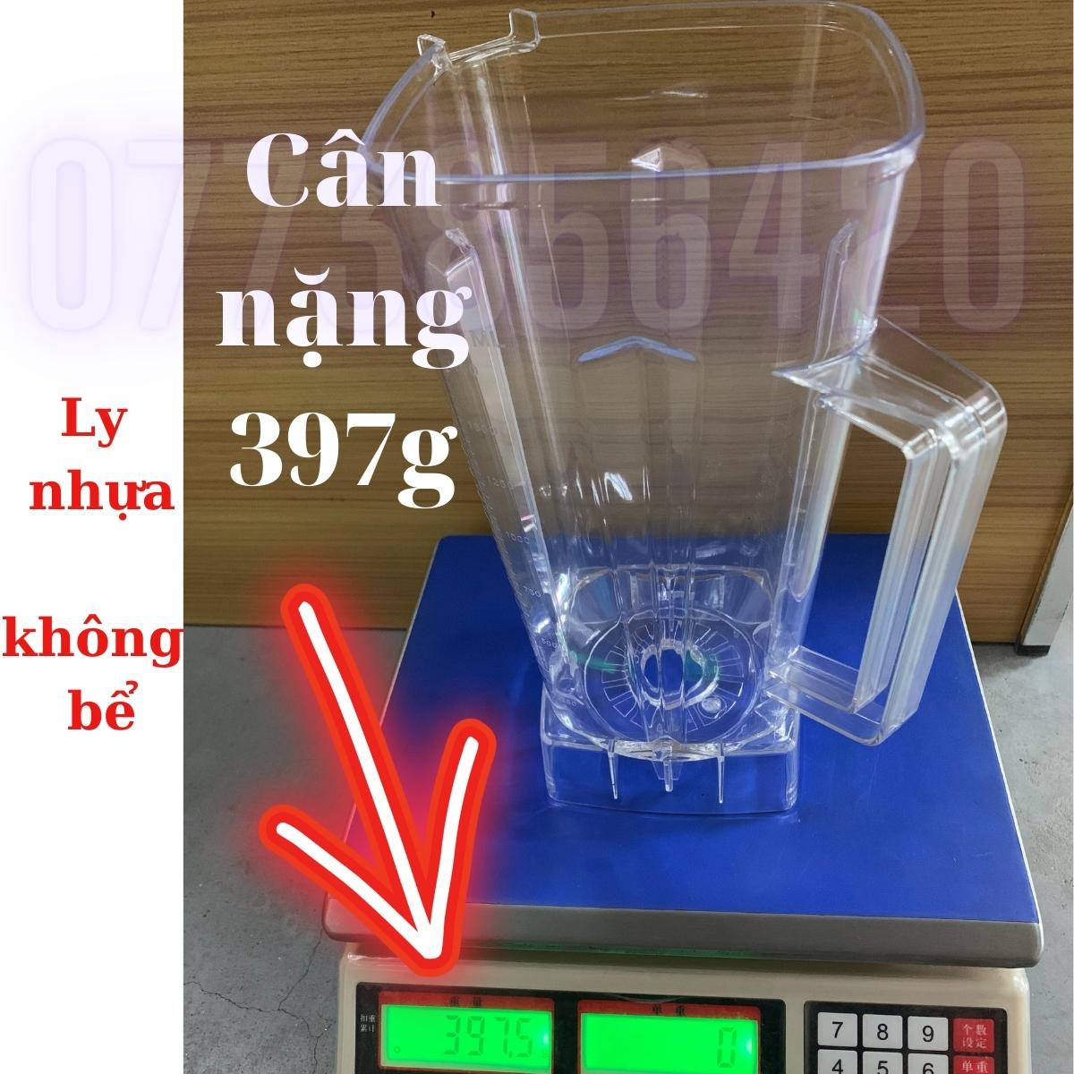 Bộ cối xay máy sinh tố công nghiệp, dung tích 2 lít cấu tạo bằng nhựa PC dầy không bể, dao xay nghiền inox 304 6 lưỡi, nhông kim loại, đủ nắp đậy, chỉ đặt lên đế máy là sài