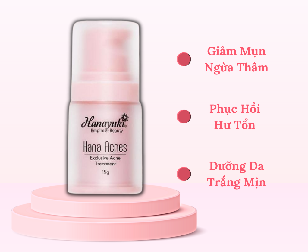 Serum Ngừa Mụn Dưỡng Trắng Da Mờ Thâm Hanayuki Hana Acne Solution 15g Hanayuki Chính Hãng