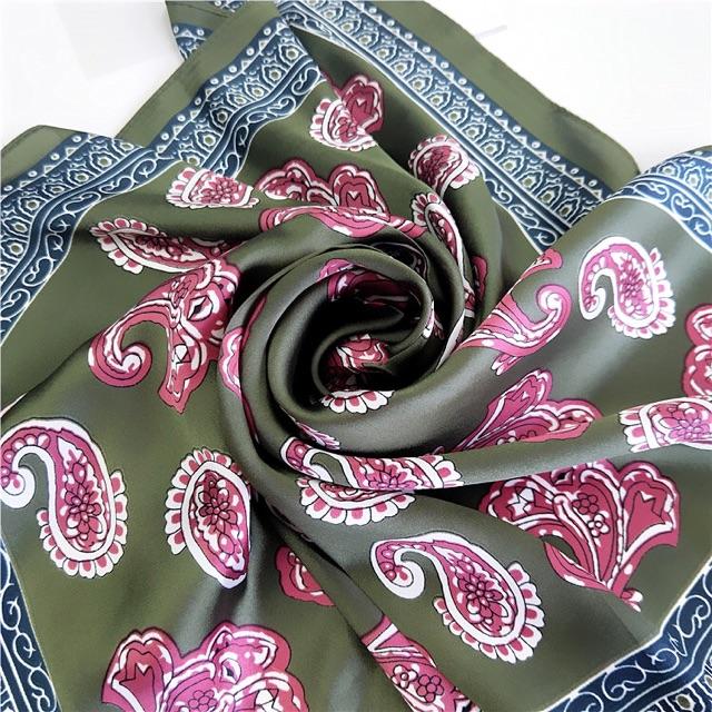 Khăn turban lụa vuông cao cấp choàng cổ size 70x70cm thanh lịch đa năng dùng làm áo yếm in sọc in hoa văn