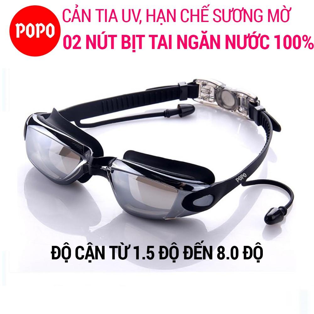 Kính bơi cận thị có độ cận từ 1.5 đến 8.0 mắt tráng gương POPO 1940 cho người lớn, trẻ em, cho bé từ 8 tuổi