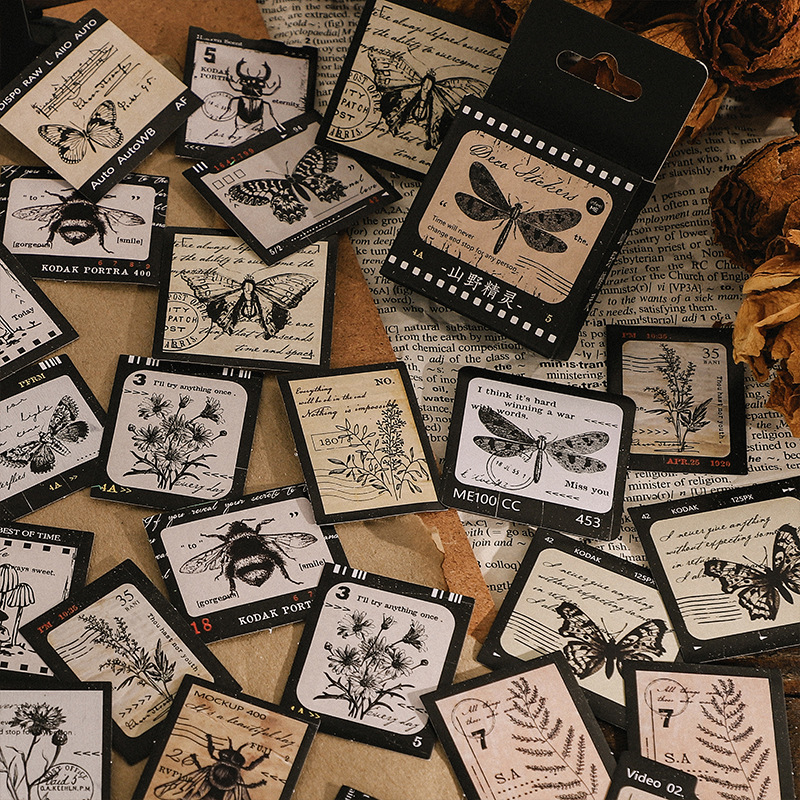 Bộ hộp 46 Nhãn dán sticker Cánh chuồn chuồn trang trí sổ tay bullet journal M755