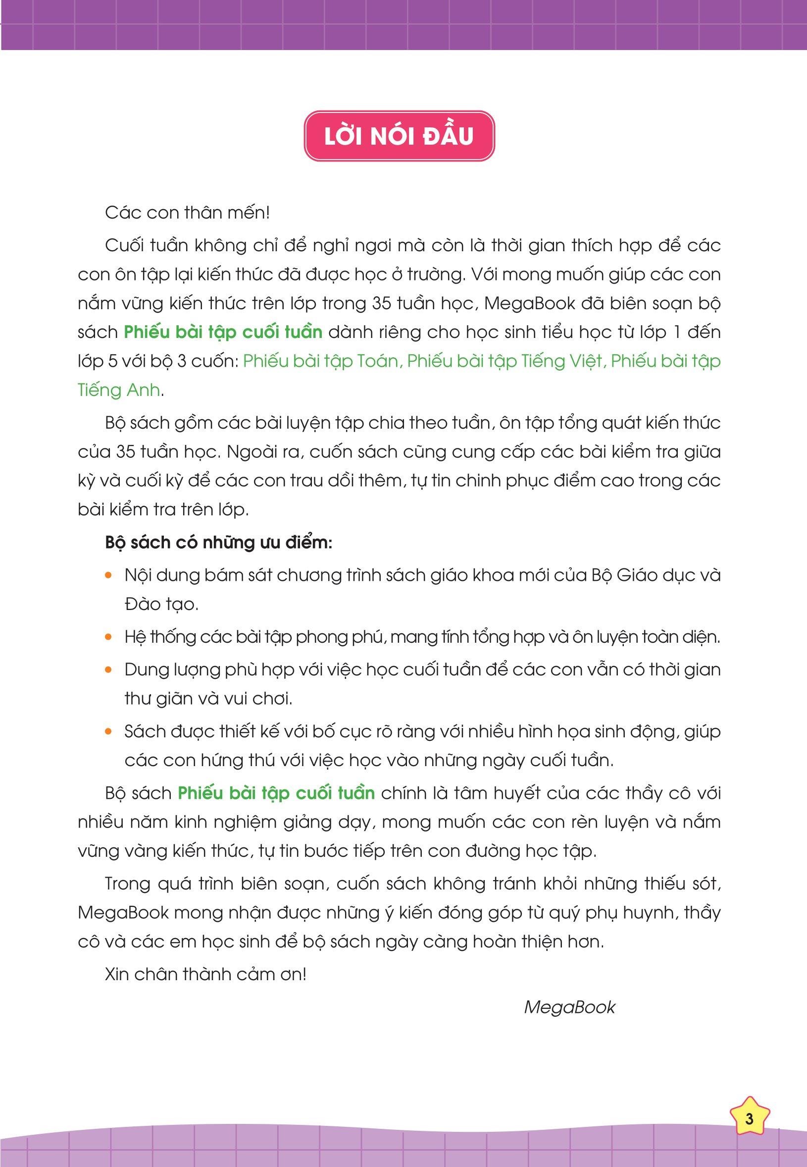 Phiếu Bài Tập Cuối Tuần Toán 3