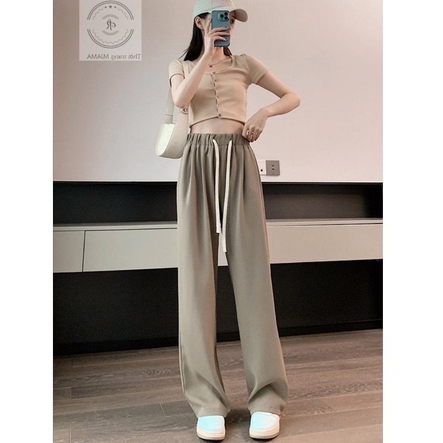 Quần Culottes Nữ Ống Rộng Dây Rút To 3 Màu Vải Chéo Hàn Siêu Xinh