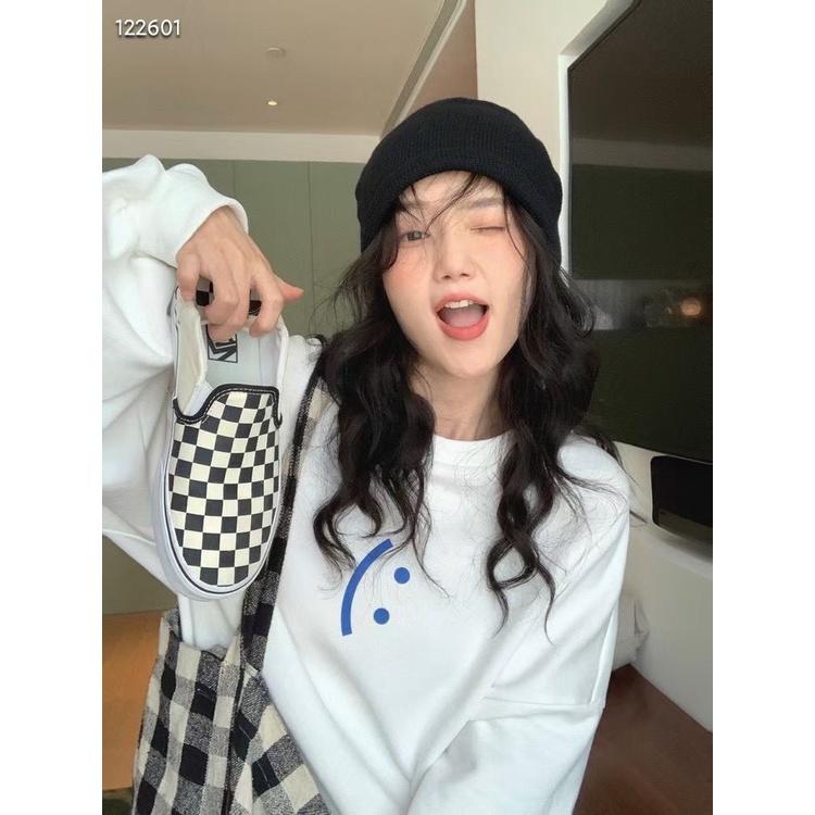 Áo nỉ nữ mặt cười tay dài form rộng ulzzang thu đông, áo sweater phong cách thời trang Elodie Studio