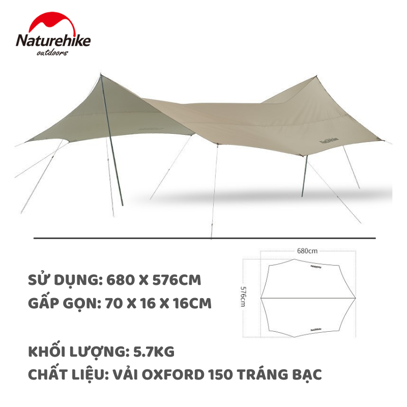 TĂNG DÃ NGOẠI, CẮM TRẠI PHỦ BẠC CHẤT LƯỢNG CAO NATUREHIKE NH19TM004